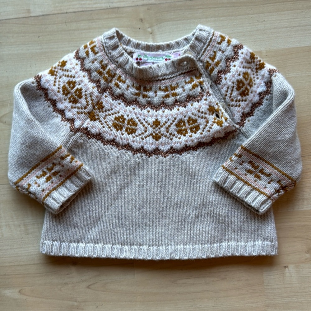Bonpoint Wool Sweater Baby Infant Cozy 3-6 mos